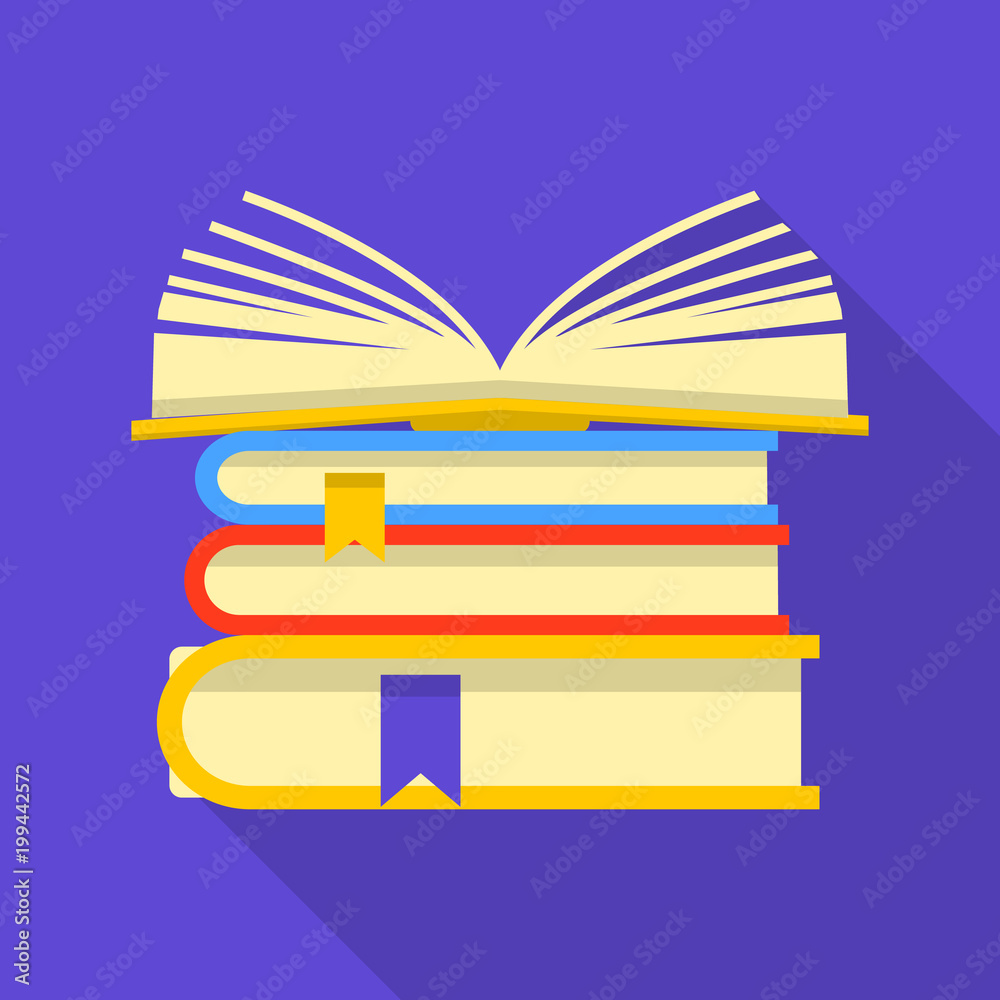 Pile of book icon, flat style