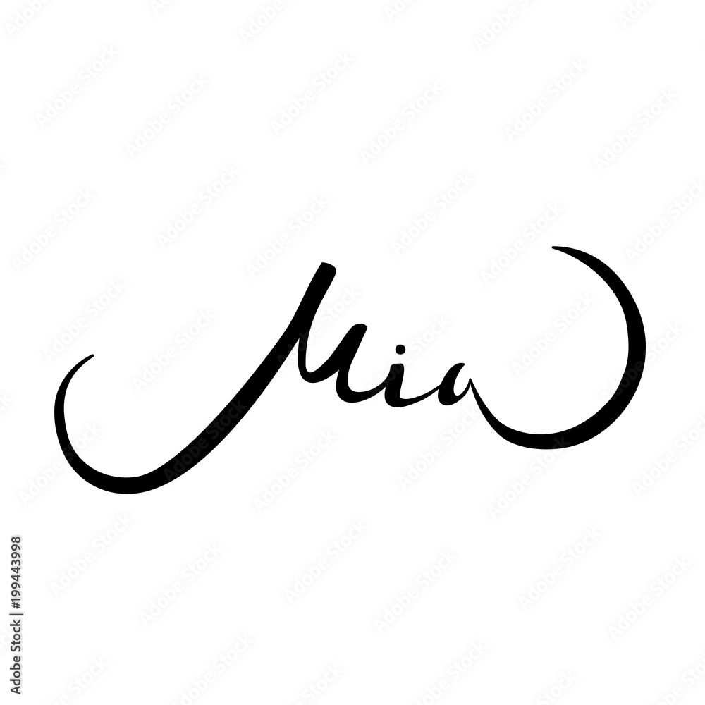 Personal name Mia. Vector handwritten calligraphy set. Personal name Mia. Vector handwritten calligraphy set.
