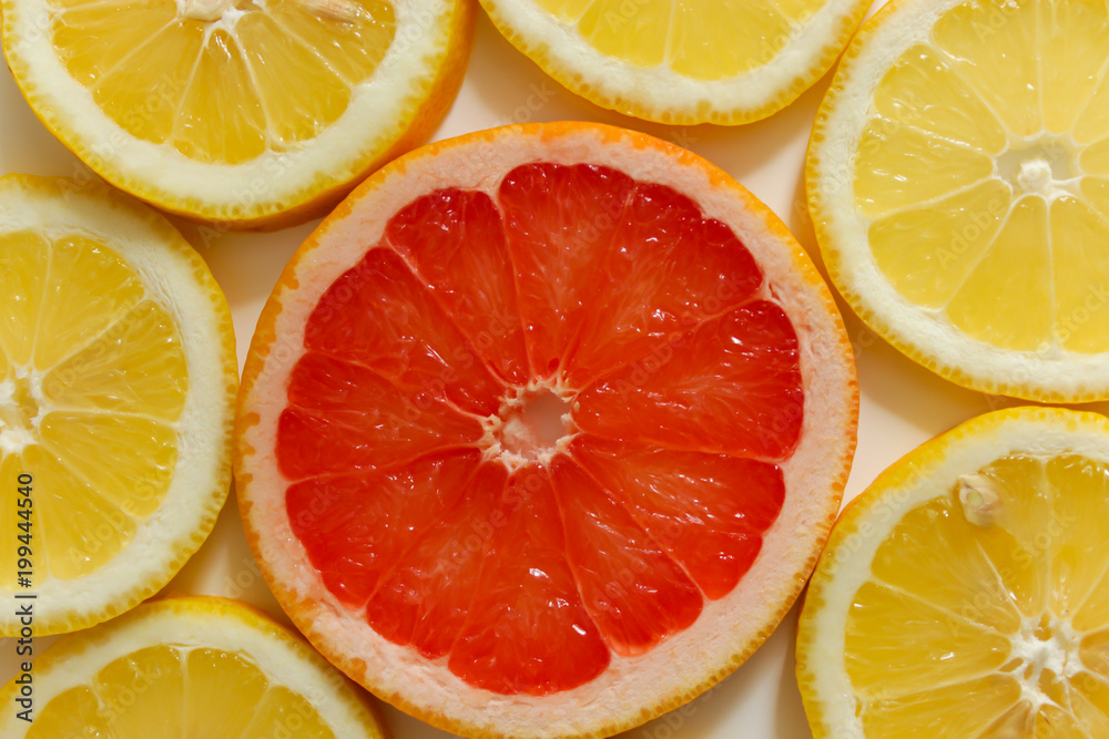 Fototapeta premium cut lemon and grapefruit