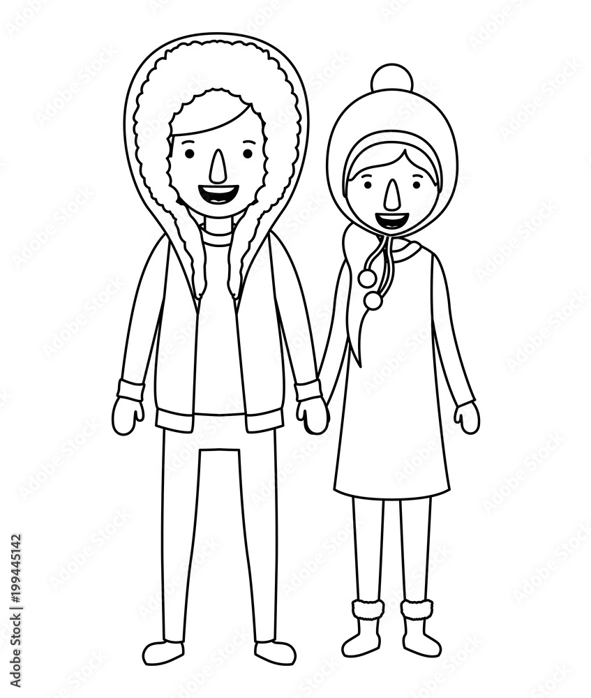 couple with winter clothes characters couple with winter clothes characters