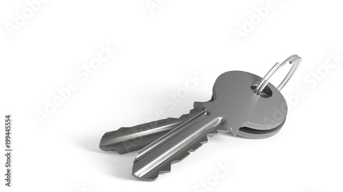 Key object on a white background, 3d rendering