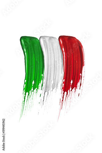 Canvastavla Italian flag brush strokes