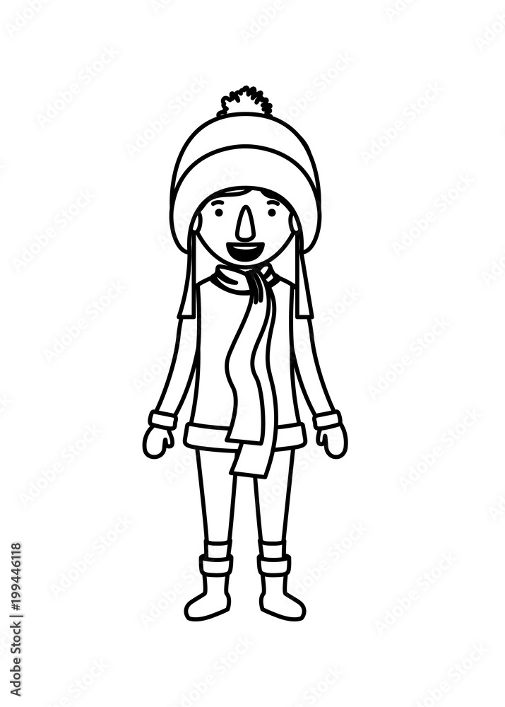 little girl with winter clothes hat and scarf