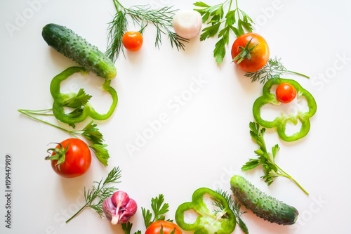 frame with tomato and herbs