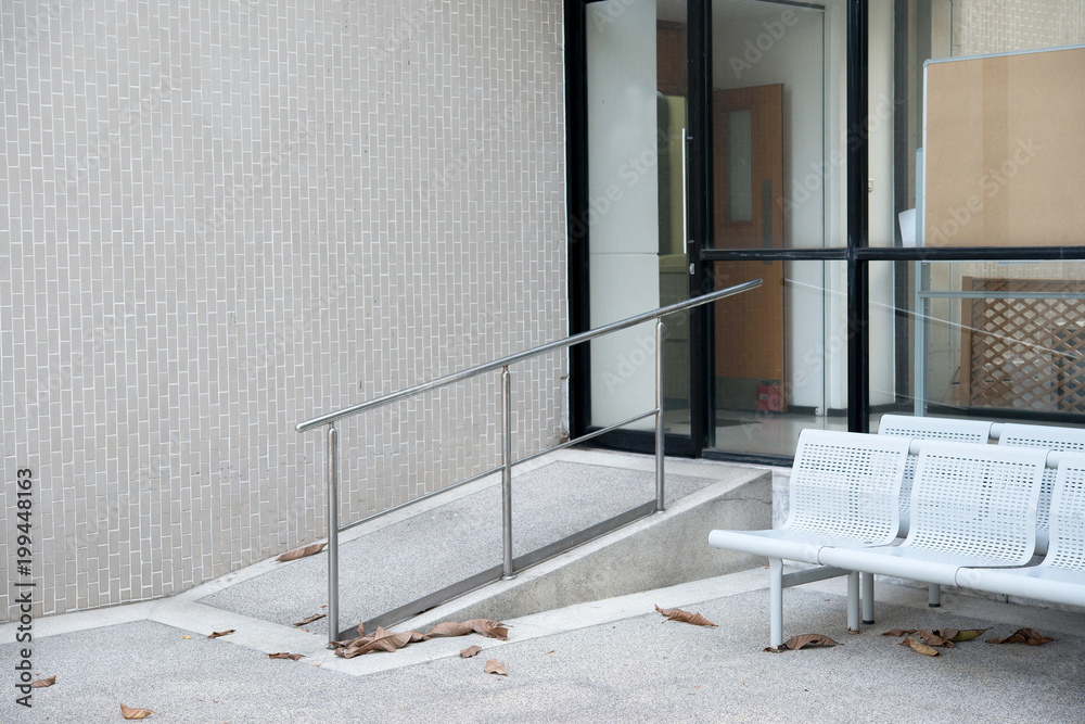 Poster ramp way to support wheelchair disabled people infront of the ...