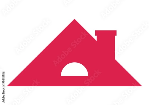 saddle roof with chimney, vector icon photo