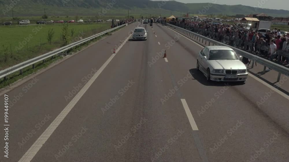 custom made wallpaper toronto digitalAerial view of two cars racing