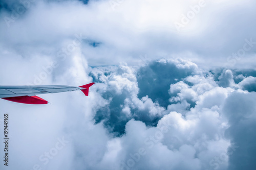Turbulence, journey through wind air, storm clouds