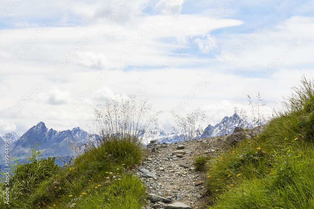 Hiking trail in the high Alps, Austria.