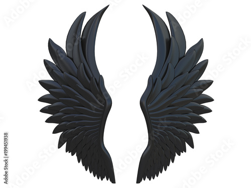 Wallpaper Mural black angel wings isolated on a white background 3d rendering Torontodigital.ca