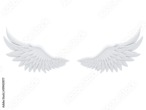 white angel wings isolated on a white background 3d rendering photo