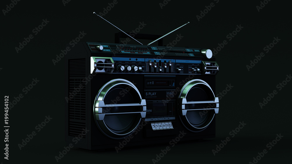 Fototapeta premium Boombox Moody 80s lighting 3d illustration