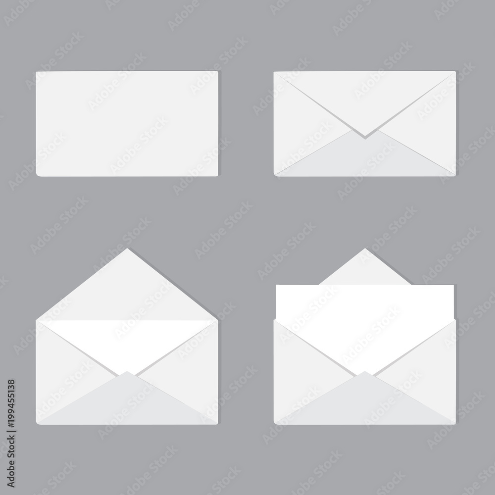 A set of open and closed envelopes with letter. Correspondence, message concept. Vector illustration A set of open and closed envelopes with letter. Correspondence, message concept. Vector illustration