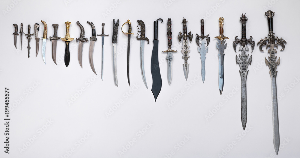 collection of medieval swords, knives and daggers collection of medieval swords, knives and daggers
