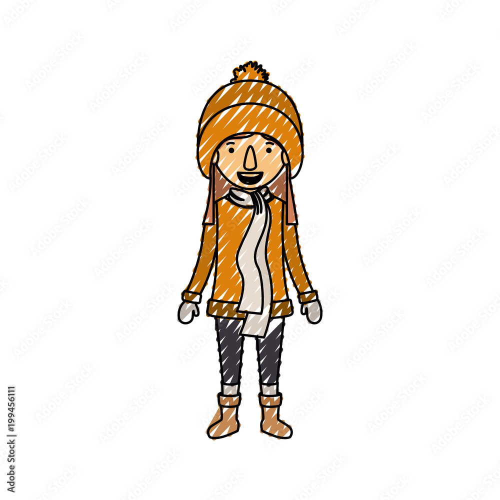 little girl with winter clothes hat and scarf