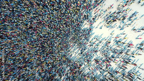 Fotografia Overhead view of crowd of people on street