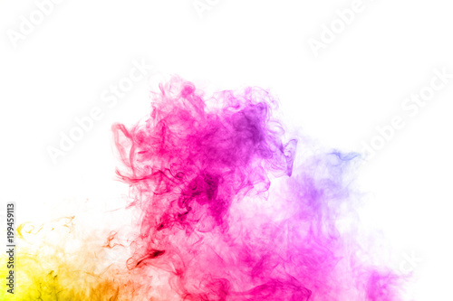 Abstract color smoke on white background. The bright colorful smoke on background. Abstract Color smoke clouds.