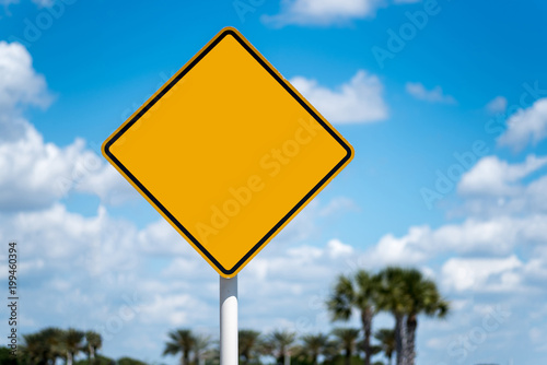 Diamond Shaped Blank Yellow Street Sign