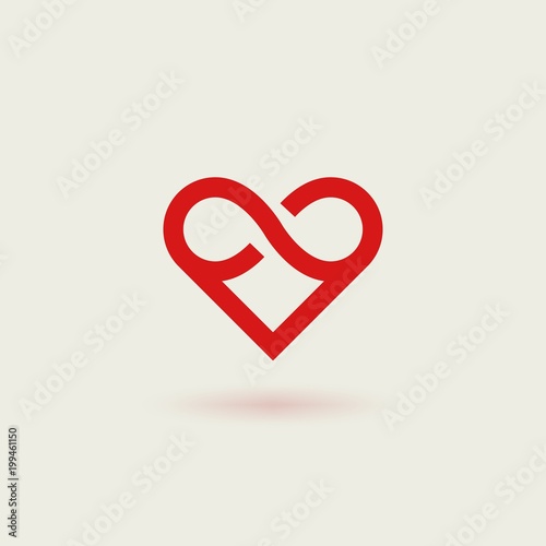 Outline vector logotype of heart. Design concept of infinite heart