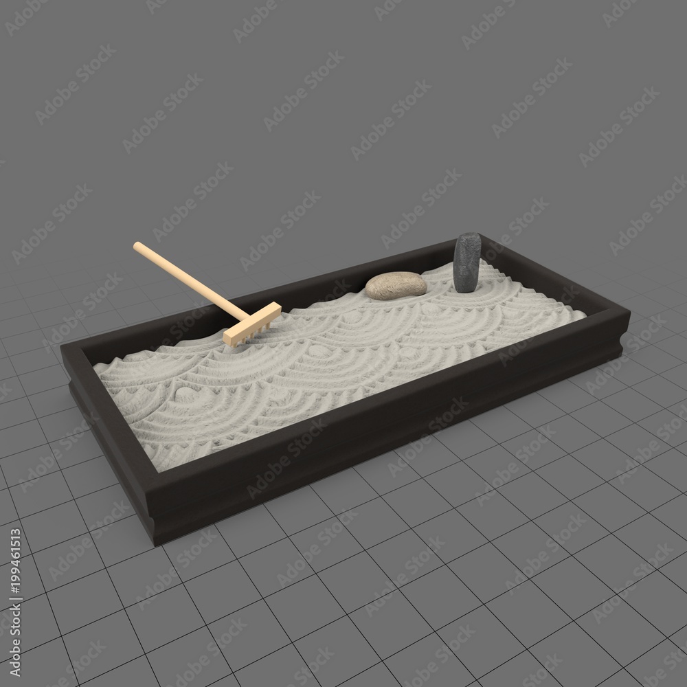 Miniature zen garden with rake Stock 3D asset Adobe Stock