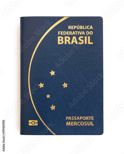 Brazilian passport on white background. Important document for trips abroad. photo