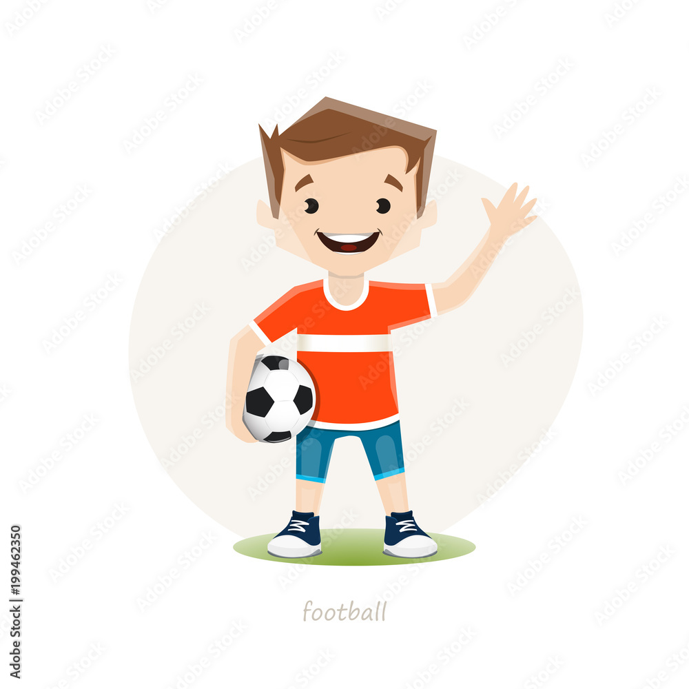 Vector illustration of young soccer player isoolated on white background