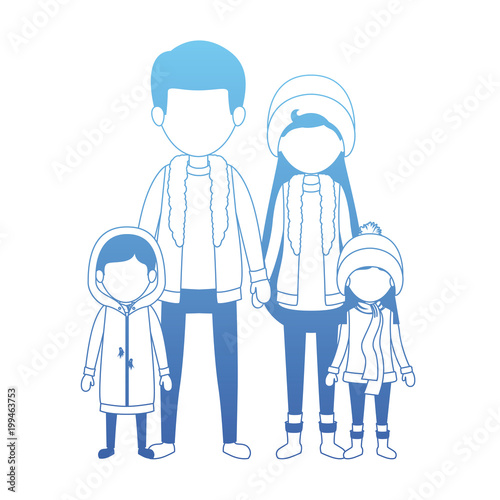 Wallpaper Mural family parents and childrens with winter clothes Torontodigital.ca