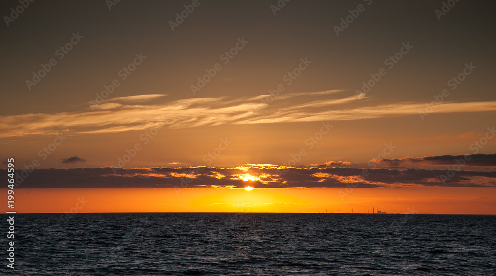 Warn sunset in a deep blue ocean. Best background Warn sunset in a deep blue ocean. Best background