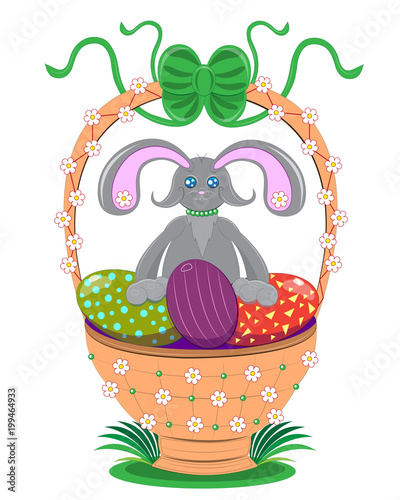 Easter rabbit with a basket of eggs