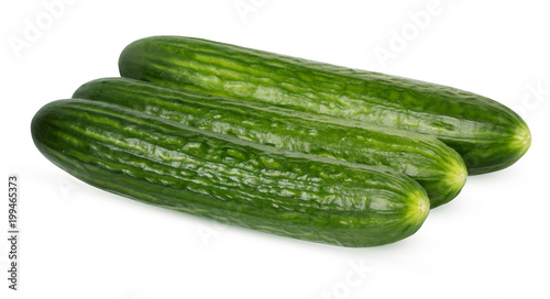 Three  long cucumbers isolated on white background.