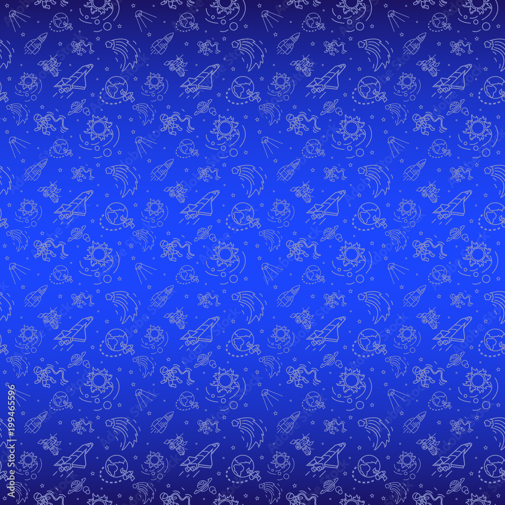 Naklejka blue background with space / contour blue background consisting of elements of space theme
