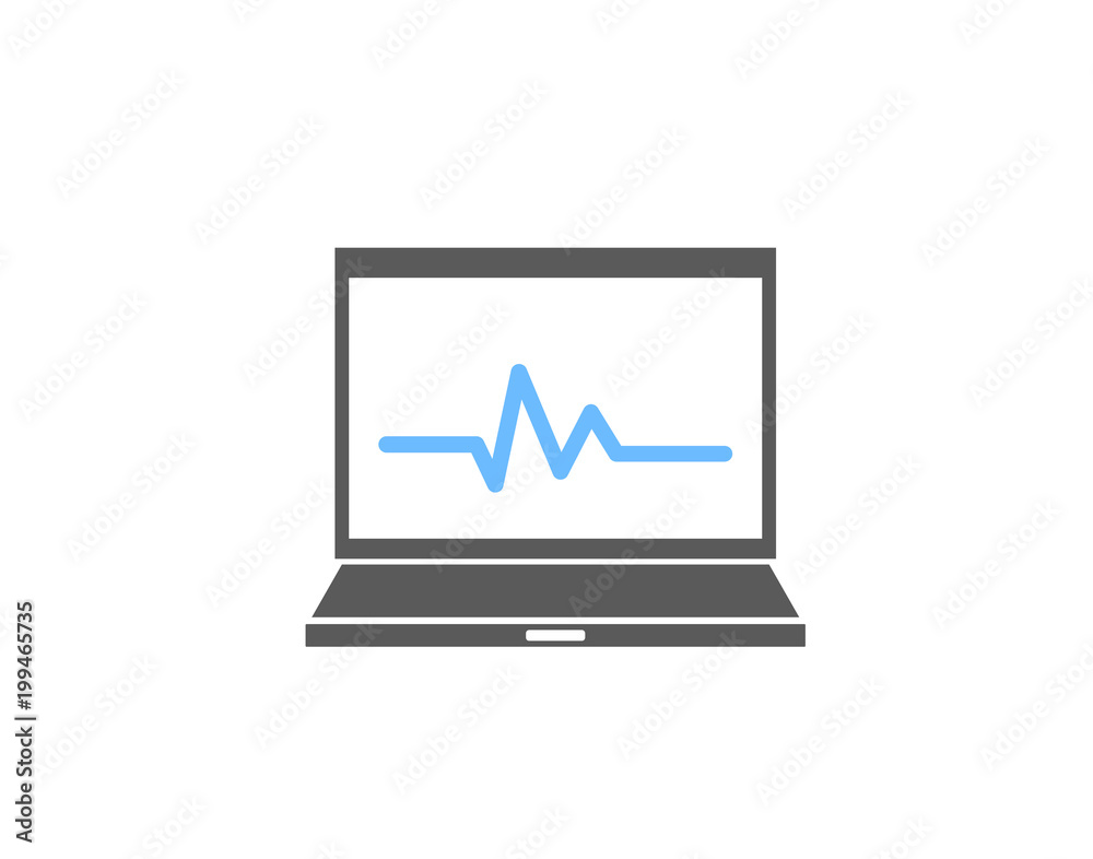 Laptop screen heart pulse monitoring icon Laptop screen heart pulse monitoring icon