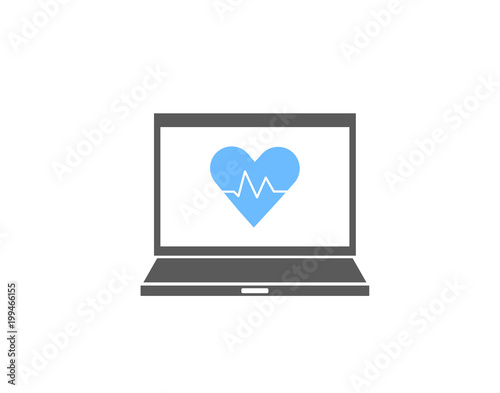 Fototapeta Naklejka Na Ścianę i Meble -  Heart rate pulse on laptop screen 