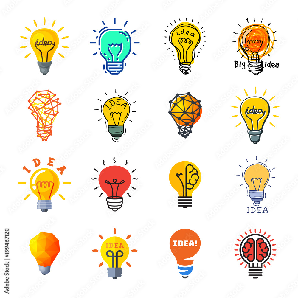 Bulb idea vector lightbulb icon solution of ideally brainstorm and electric lighting energy lamp illustration set of business ideal brain isolated on white background Bulb idea vector lightbulb icon solution of ideally brainstorm and electric lighting energy lamp illustration set of business ideal brain isolated on white background