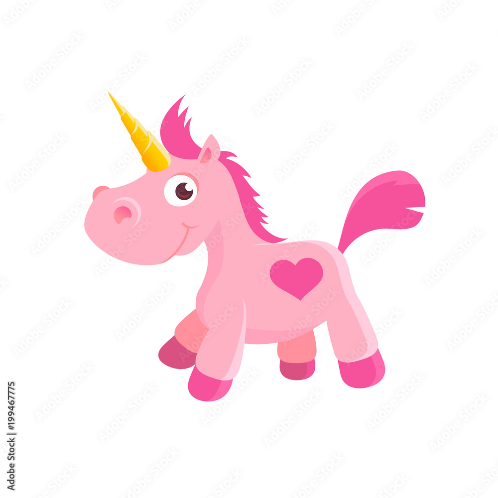 Pink unicorn toy stock illustration.