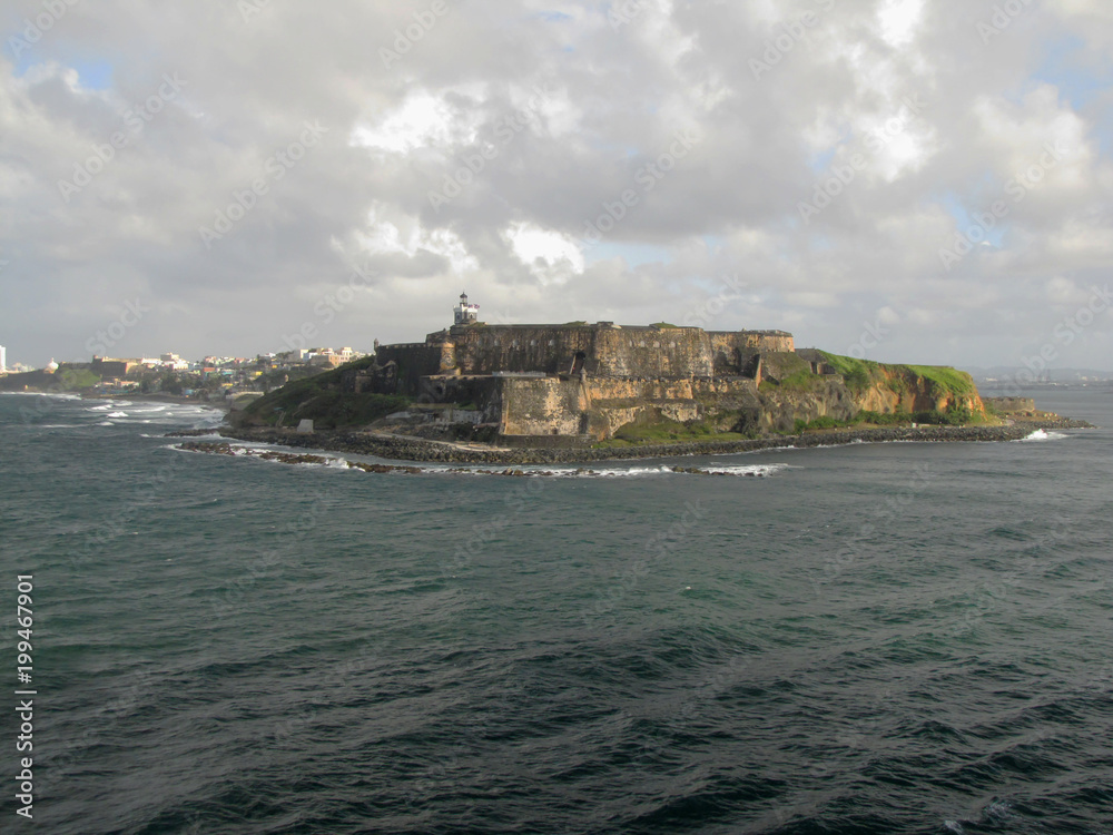 Fort San Felipe del Morro in San Juan, Puerto Rico. View from the ocean