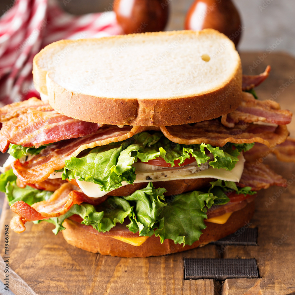 Obraz premium Big BLT, bacon lettuce and tomato sandwich