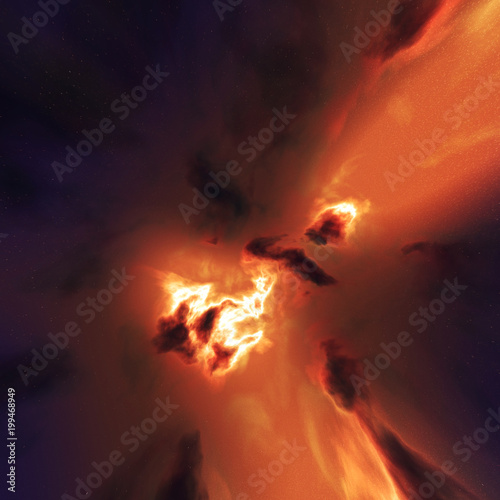 Nebula styled space background 3d illustration. Inside galaxy