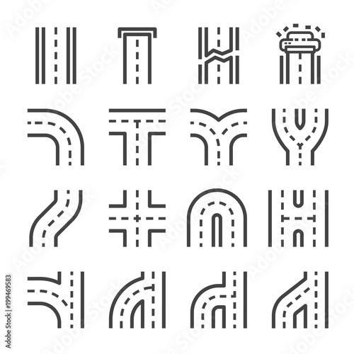 road line icon set