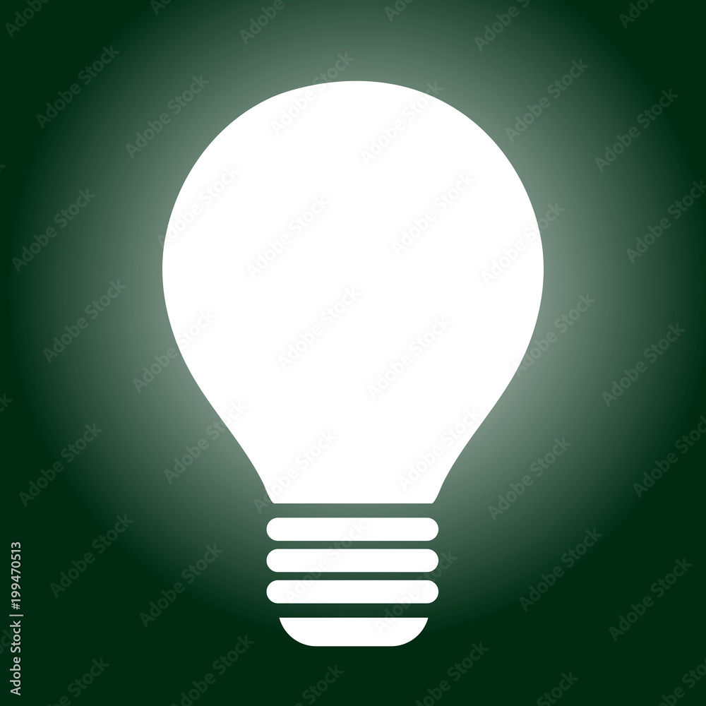 Vettoriale Stock Glowing white light bulb illumination. Light-green glow on  a dark background | Adobe Stock
