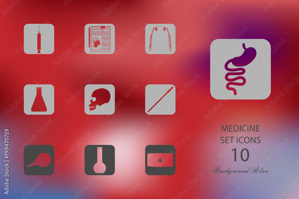 Medicine. Set of flat icons on blurred background Medicine. Set of flat icons on blurred background