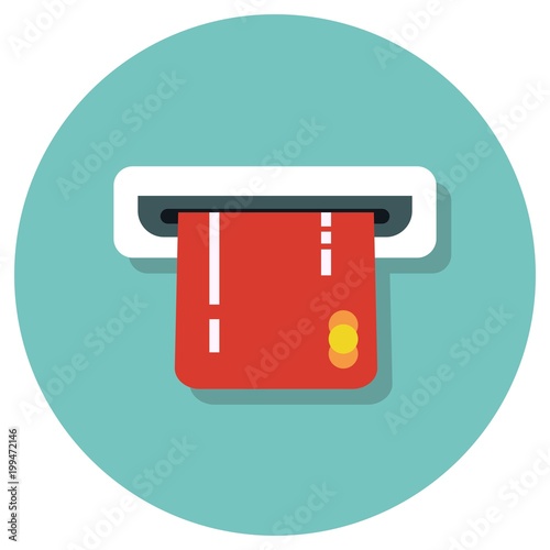 Atm card Flat style vector icon illustration.