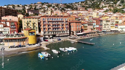 Aerial view of Villefranche-sur-Mer, a famous village on the French riviera, HD (1920X1080) photo