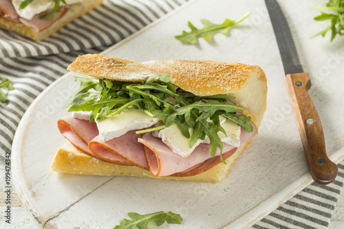 Homemade French Ham and Brie Baguette Sandwich