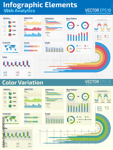 infographic Elements Web Analytics with 2 different color variation