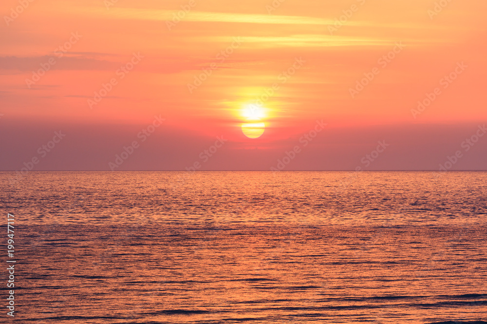 Summer sunrise seascape view from Sfinale beach (Gargano peninsula in Puglia, Italy)