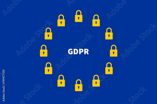 locks as symbols on a EU flag for General Data Protection Regulation