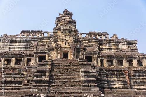 Steps leading up to one of the pyramid temples at the Unesco World Heritage site of Ankor Thom, Siem Reap, Cambodia