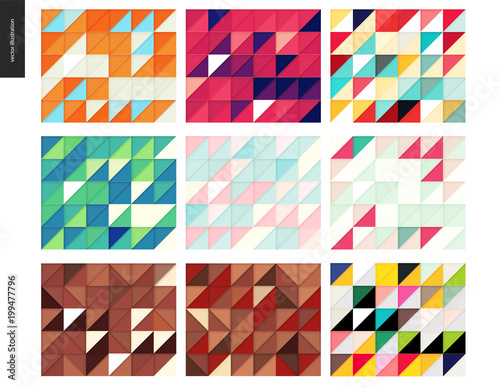 Vector seamless geometric papercut pattern of triangles
