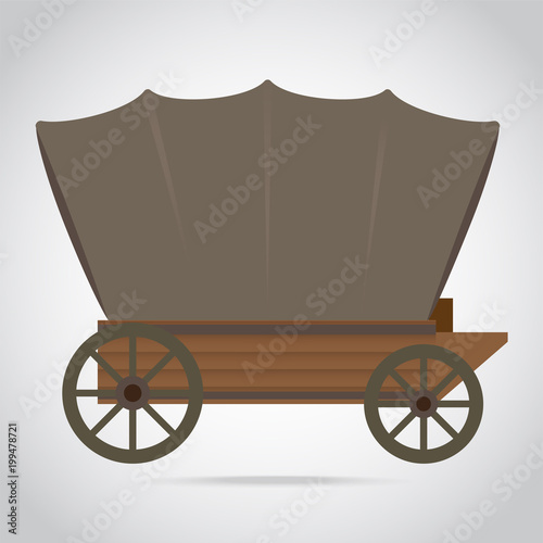 American western wood wagon icon